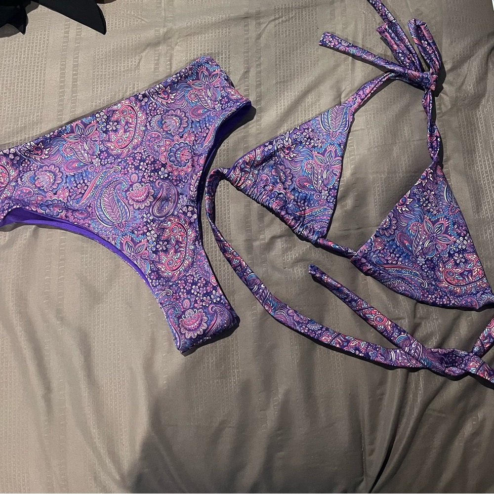 Purple Paisley Bikini Set